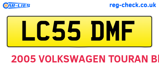 LC55DMF are the vehicle registration plates.