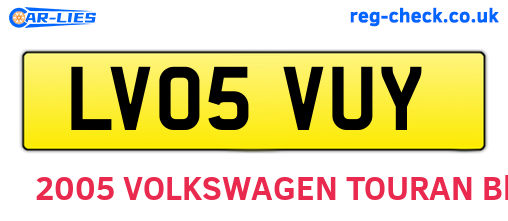LV05VUY are the vehicle registration plates.