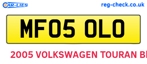 MF05OLO are the vehicle registration plates.