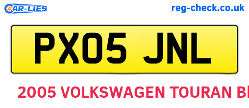 PX05JNL are the vehicle registration plates.