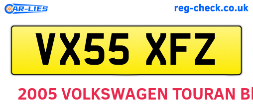 VX55XFZ are the vehicle registration plates.