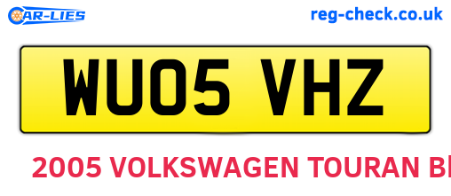 WU05VHZ are the vehicle registration plates.