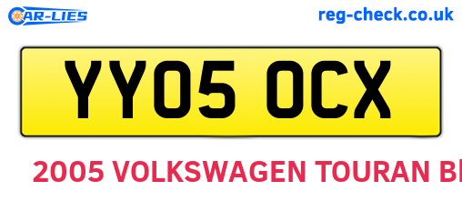 YY05OCX are the vehicle registration plates.