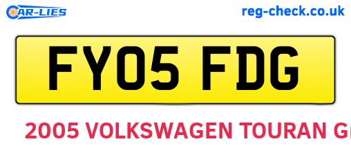 FY05FDG are the vehicle registration plates.