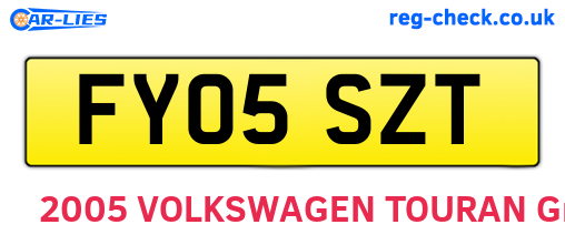 FY05SZT are the vehicle registration plates.