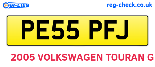 PE55PFJ are the vehicle registration plates.