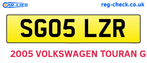 SG05LZR are the vehicle registration plates.