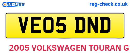 VE05DND are the vehicle registration plates.
