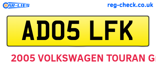 AD05LFK are the vehicle registration plates.