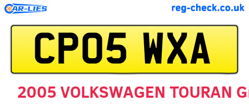 CP05WXA are the vehicle registration plates.