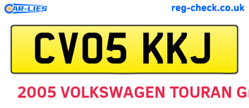 CV05KKJ are the vehicle registration plates.