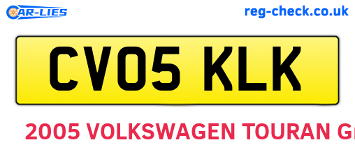 CV05KLK are the vehicle registration plates.