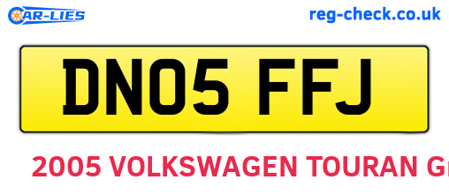 DN05FFJ are the vehicle registration plates.