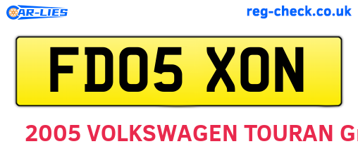 FD05XON are the vehicle registration plates.