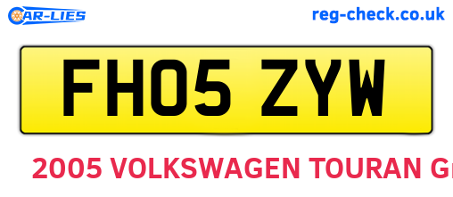 FH05ZYW are the vehicle registration plates.