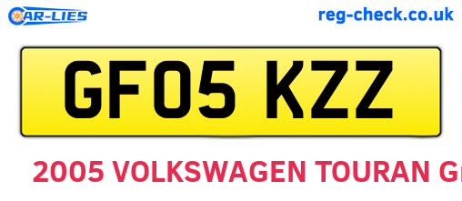 GF05KZZ are the vehicle registration plates.