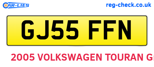GJ55FFN are the vehicle registration plates.