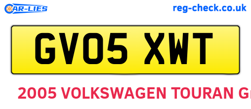 GV05XWT are the vehicle registration plates.