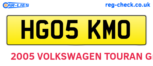 HG05KMO are the vehicle registration plates.