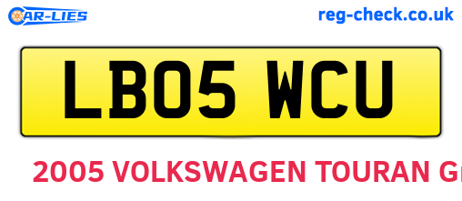 LB05WCU are the vehicle registration plates.