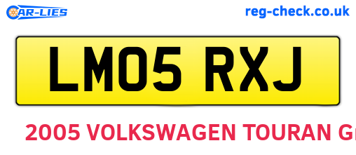 LM05RXJ are the vehicle registration plates.