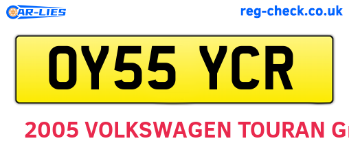 OY55YCR are the vehicle registration plates.