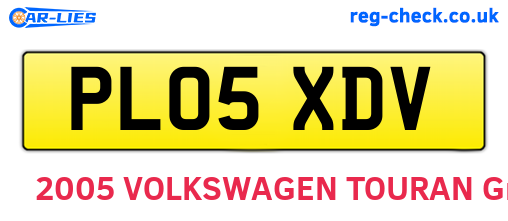 PL05XDV are the vehicle registration plates.