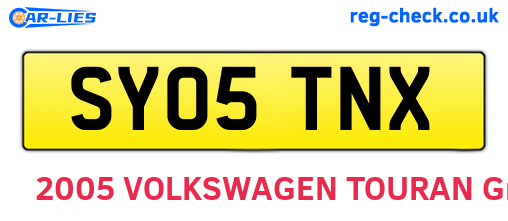 SY05TNX are the vehicle registration plates.