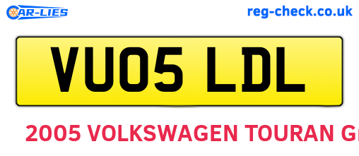 VU05LDL are the vehicle registration plates.
