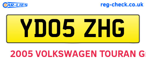 YD05ZHG are the vehicle registration plates.