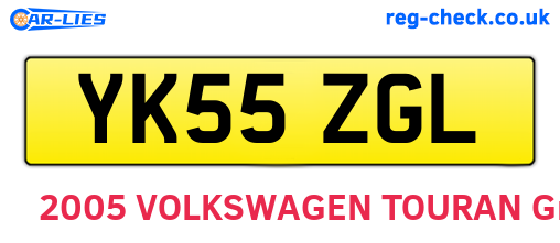 YK55ZGL are the vehicle registration plates.