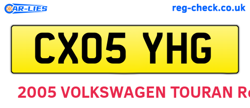 CX05YHG are the vehicle registration plates.