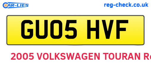GU05HVF are the vehicle registration plates.