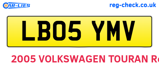 LB05YMV are the vehicle registration plates.