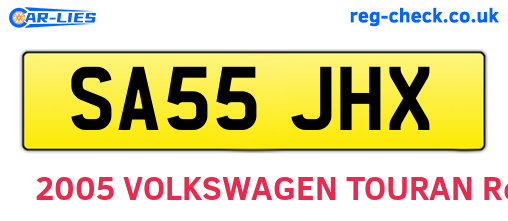 SA55JHX are the vehicle registration plates.