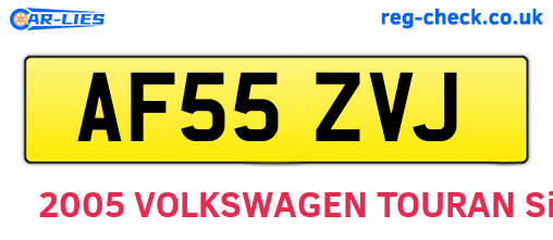 AF55ZVJ are the vehicle registration plates.