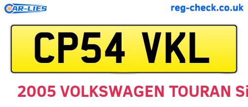 CP54VKL are the vehicle registration plates.
