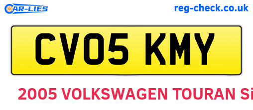 CV05KMY are the vehicle registration plates.