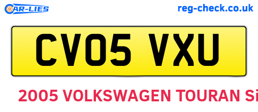 CV05VXU are the vehicle registration plates.