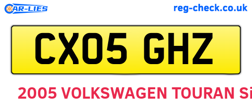 CX05GHZ are the vehicle registration plates.