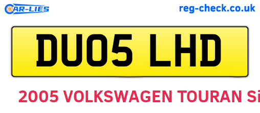 DU05LHD are the vehicle registration plates.