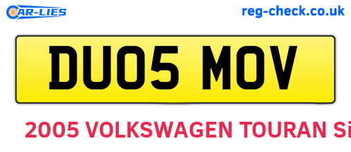 DU05MOV are the vehicle registration plates.