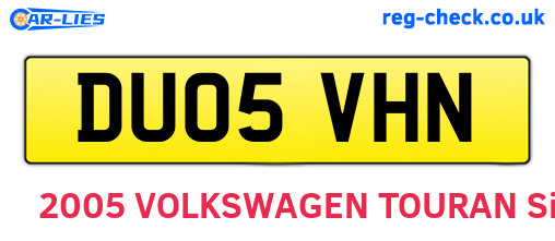 DU05VHN are the vehicle registration plates.
