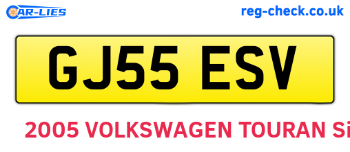 GJ55ESV are the vehicle registration plates.