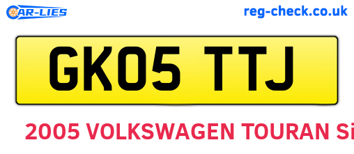 GK05TTJ are the vehicle registration plates.