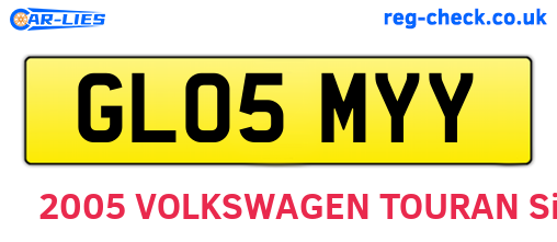 GL05MYY are the vehicle registration plates.