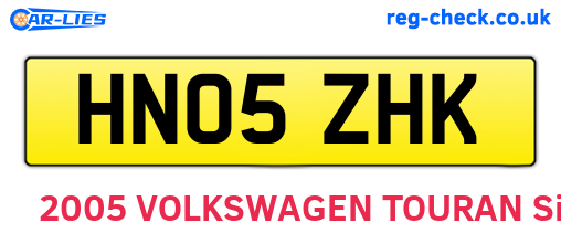 HN05ZHK are the vehicle registration plates.