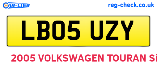 LB05UZY are the vehicle registration plates.