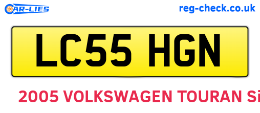 LC55HGN are the vehicle registration plates.