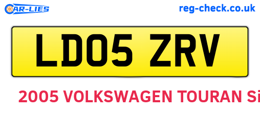 LD05ZRV are the vehicle registration plates.